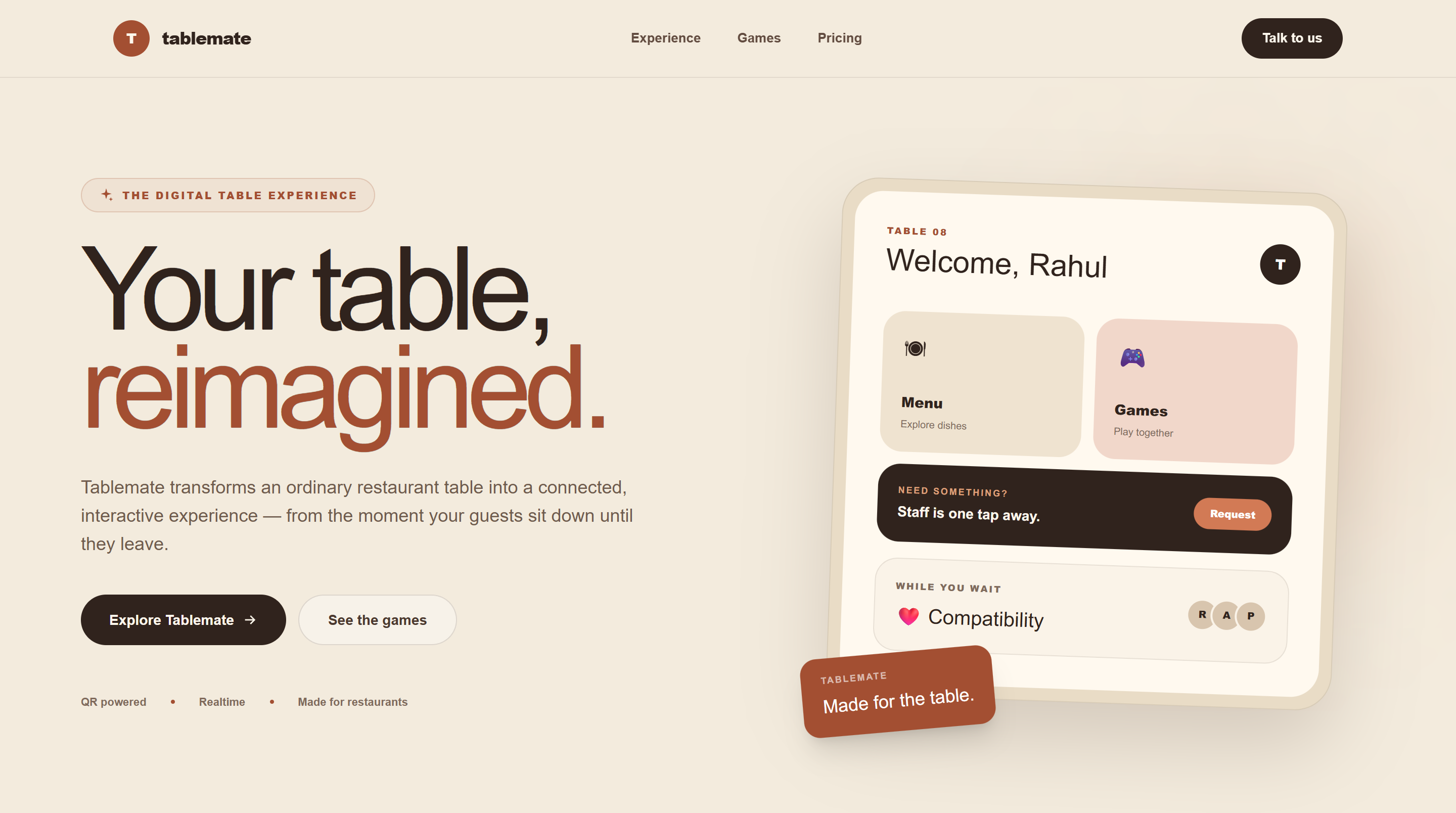 Tablemate Restaurant Booking System